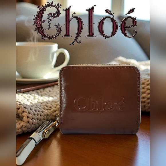 Chloé Repainted Brown Bifold Zip Leather Wallet In Good Condition - Picture 1 of 11